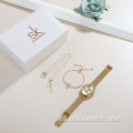 Juego de regalo de joyería de moda SK Luxury New para mujer con collar de pulsera, reloj de cuarzo de lujo, regalo de Navidad para mujer, regalo